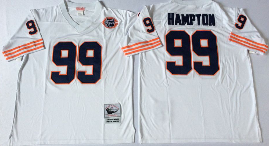 Men NFL Chicago Bears #99 Hampton white style2 Mitchell Ness jerseys->chicago bears->NFL Jersey